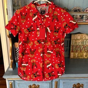 Denim & flower reindeer shirt new 13/14